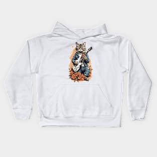 Serious Guitarist Cat Kids Hoodie